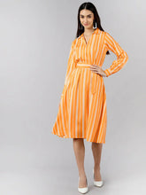 Women Yellow Striped Striped Dress